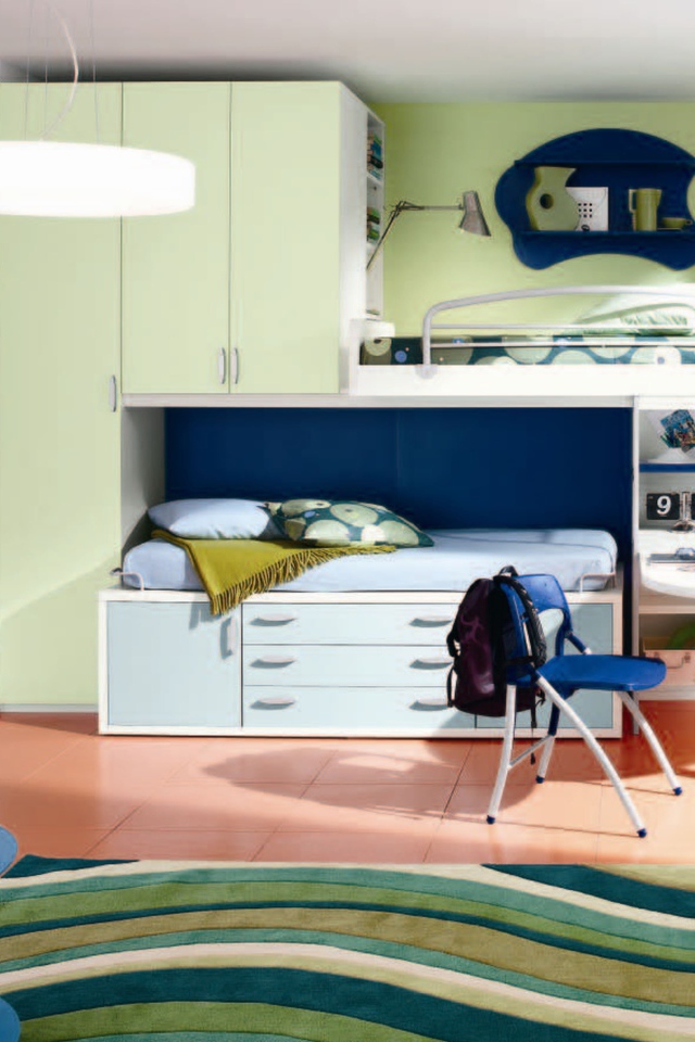 Сине зеленый стиль в оформлении детской