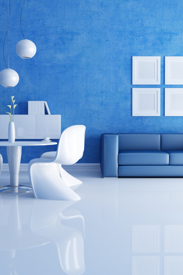 Синий диван в гостиной