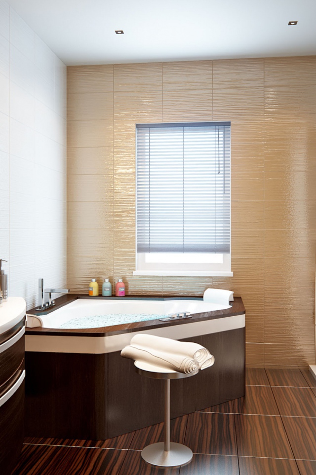 Коричневое джакузи в ванной