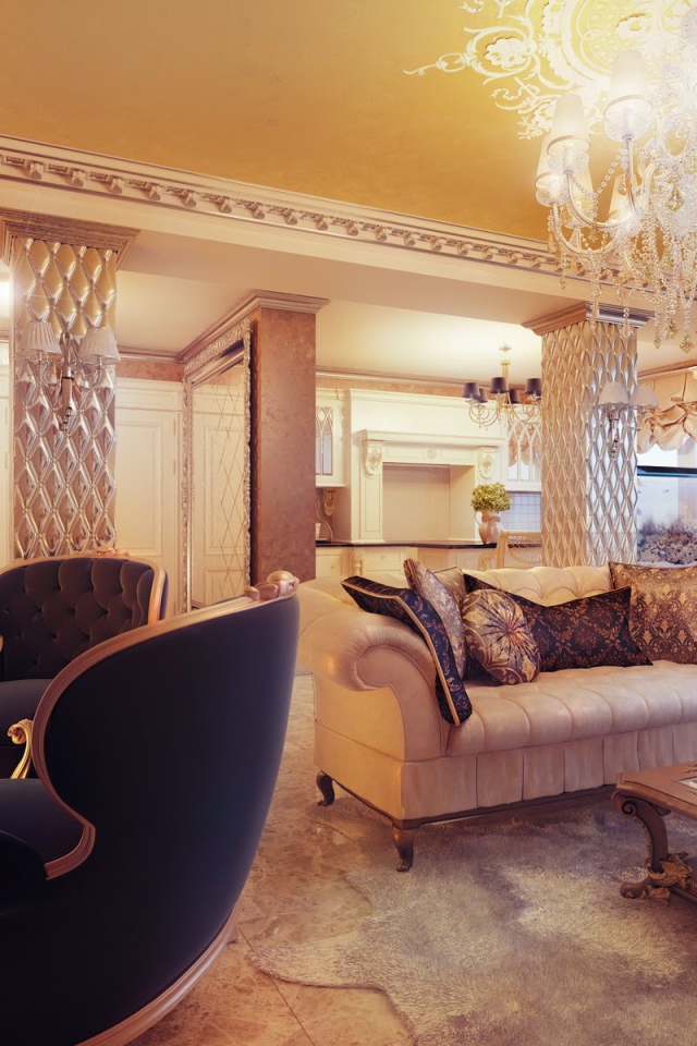 Кресла у камина в гостиной