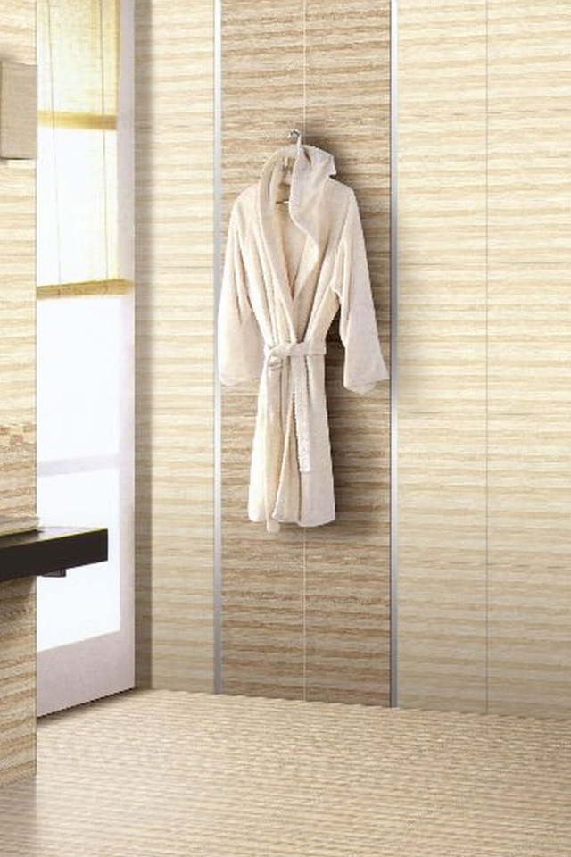 Кремовое оформление ванной комнаты