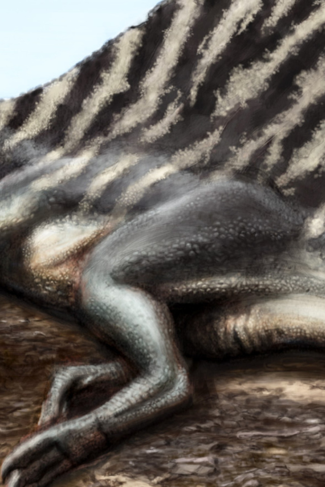 Обед динозавра на берегу реки