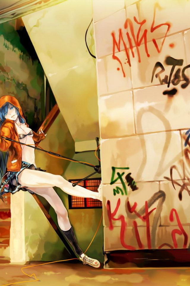 Рисунок девушки в подъезде