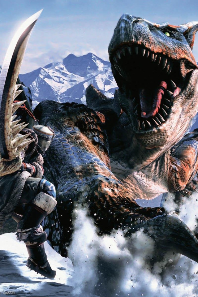 Бой с динозавром в горах