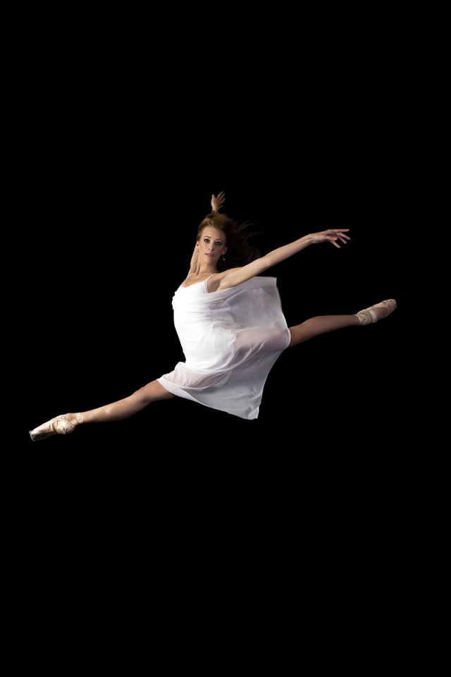 Flying over the scene of a ballerina