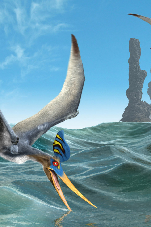 Летающие динозавры над морем