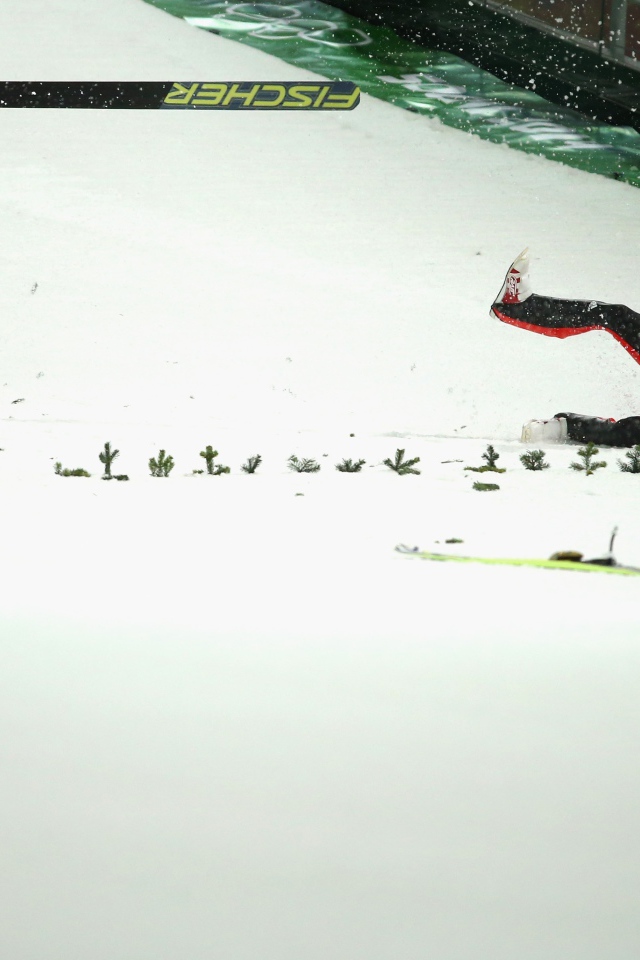 Обладатель золотой медали немецкий прыгун на лыжах Зеверин Фройнд на олимпиаде в Сочи