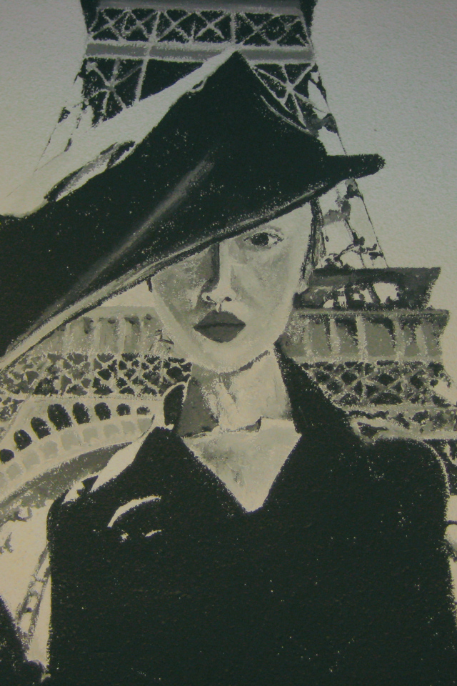 Граффити, девушка в Париже