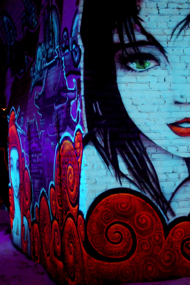 Граффити, зеленоглазая девушка