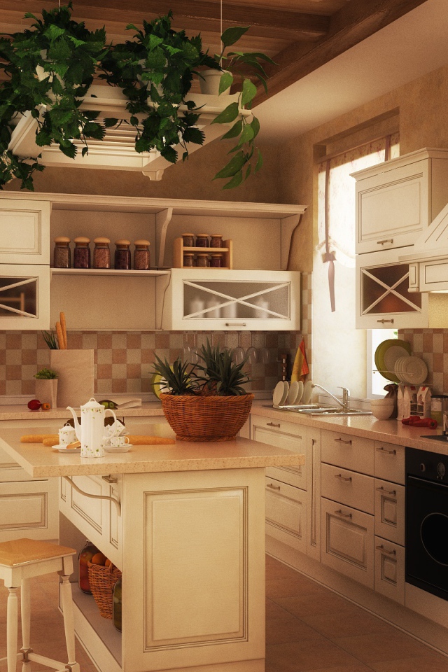 Зеленые растения в кухне