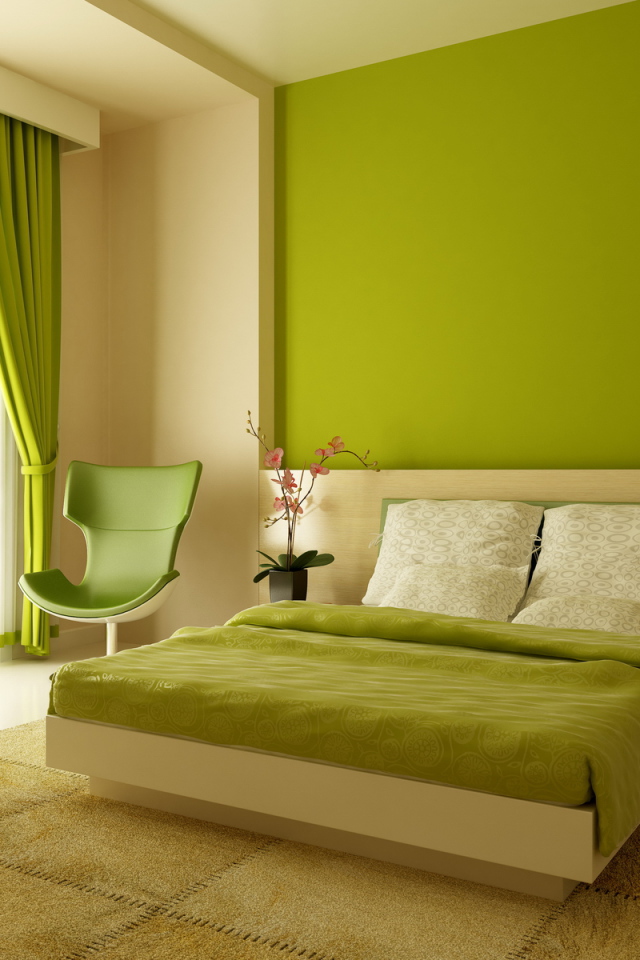 Зеленый стиль спальни