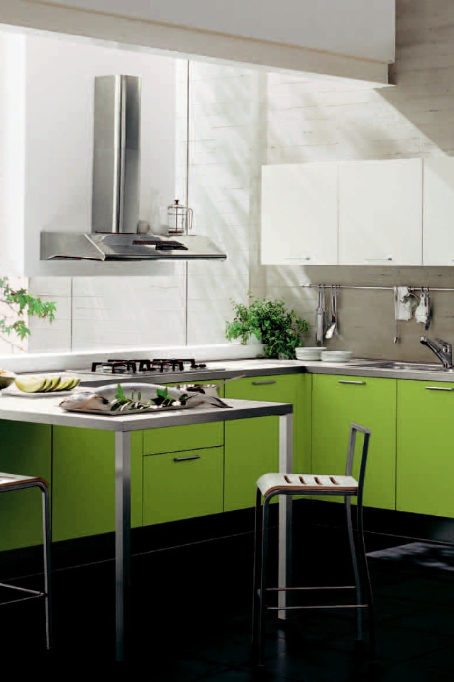 Зелень за окном в кухне