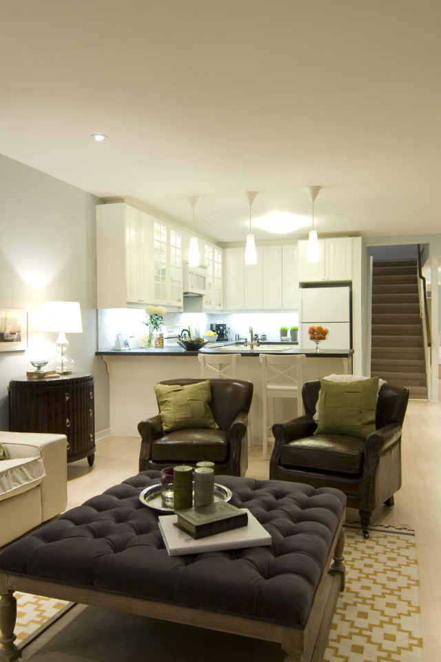 Современная гостиная с кухней