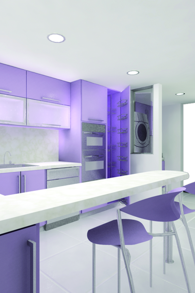Фиолетовый стиль кухни