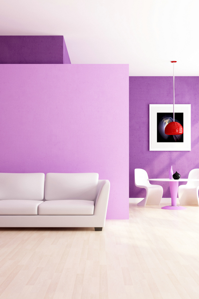 Фиолетовый стиль гостиной
