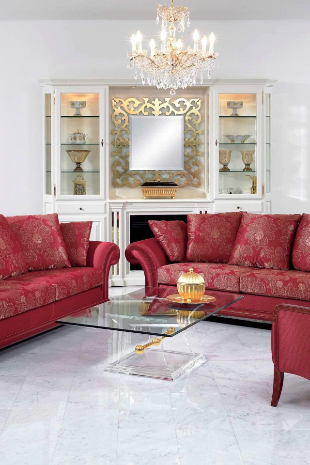 Красная мебель в гостиной