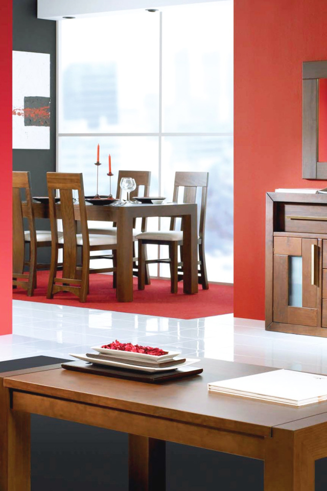 Красные стены в столовой
