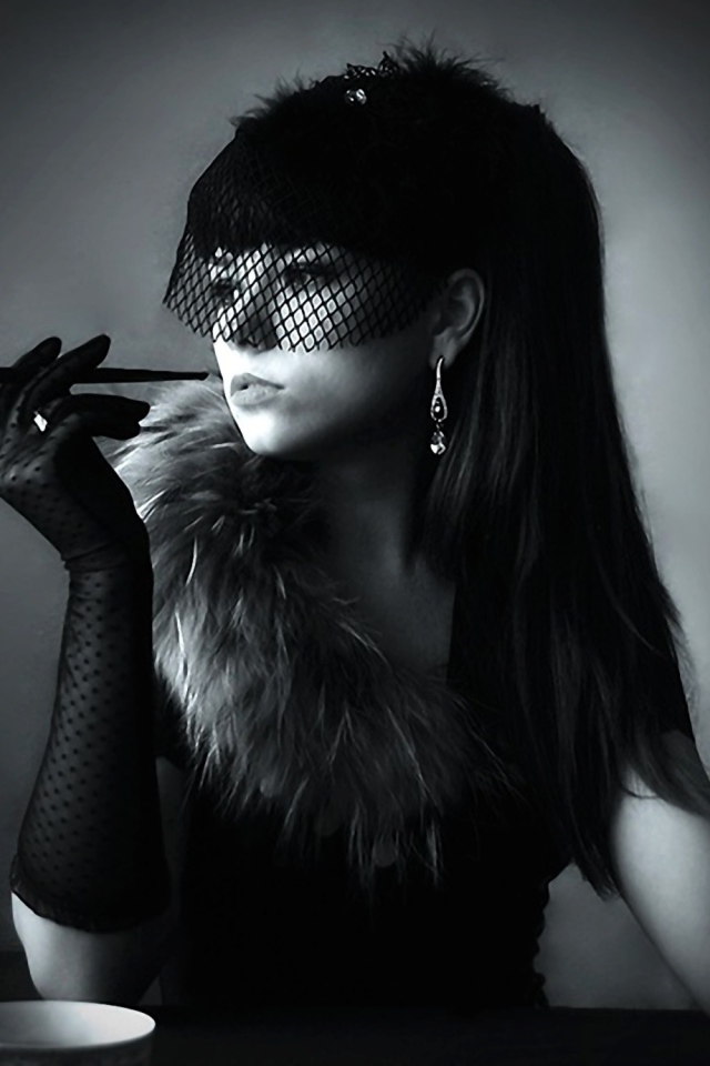 Курящая девушка в стиле ретро