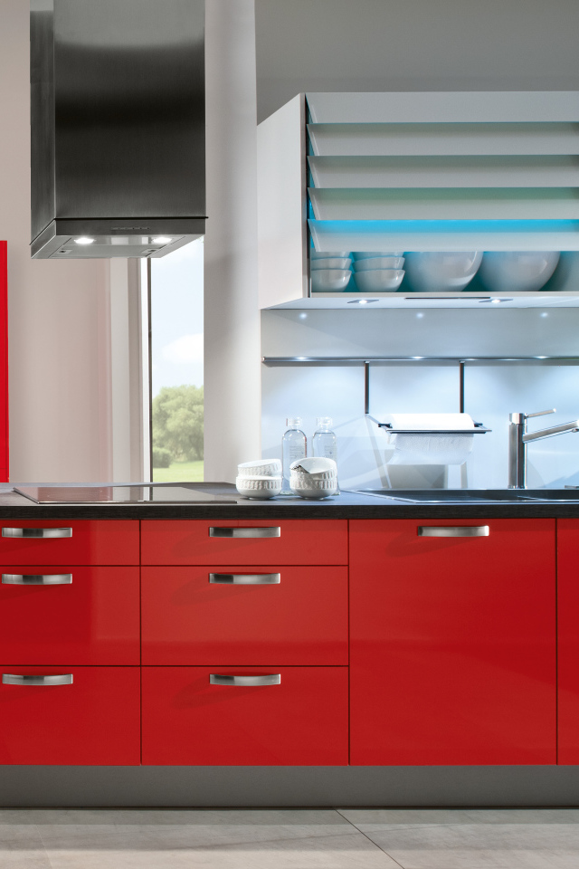 Стильная красная кухня