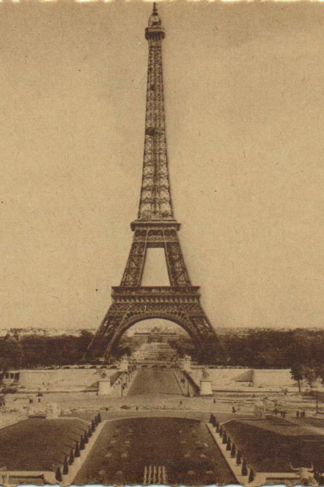 Very old photo of the Eiffel Tower