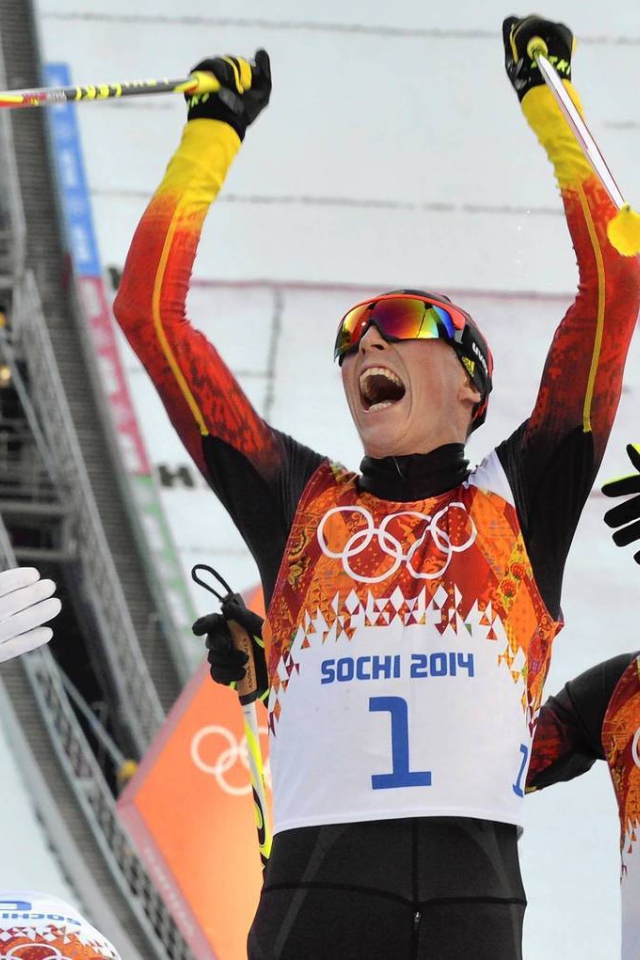 Обладатель серебряной медали в дисциплине лыжное двоеборье Йоханнес Ридзек на олимпиаде в Сочи