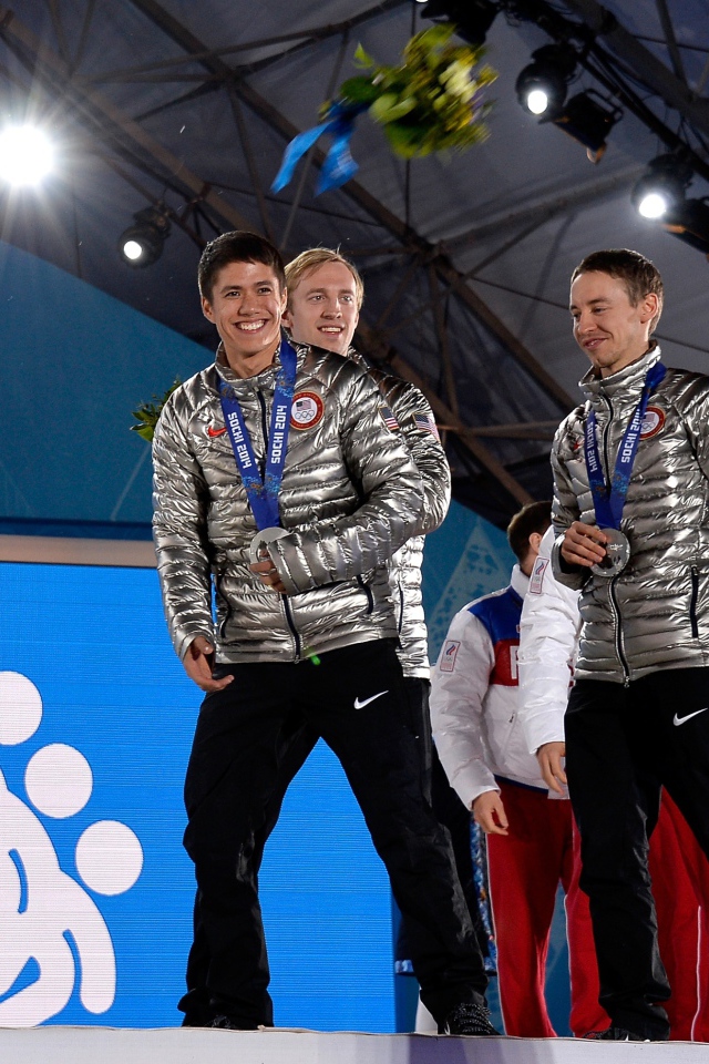 Обладатель серебряной медали в дисциплине шорт-трек Джордан Мэлоун на олимпиаде в Сочи