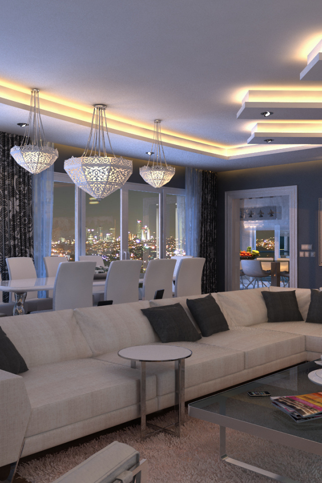 Большой белый диван