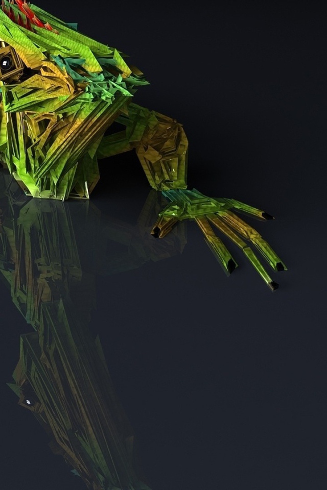 3Д хамелеон на серой поверхности