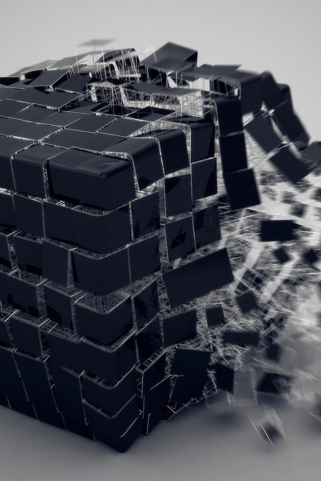 Черный куб распадается на части