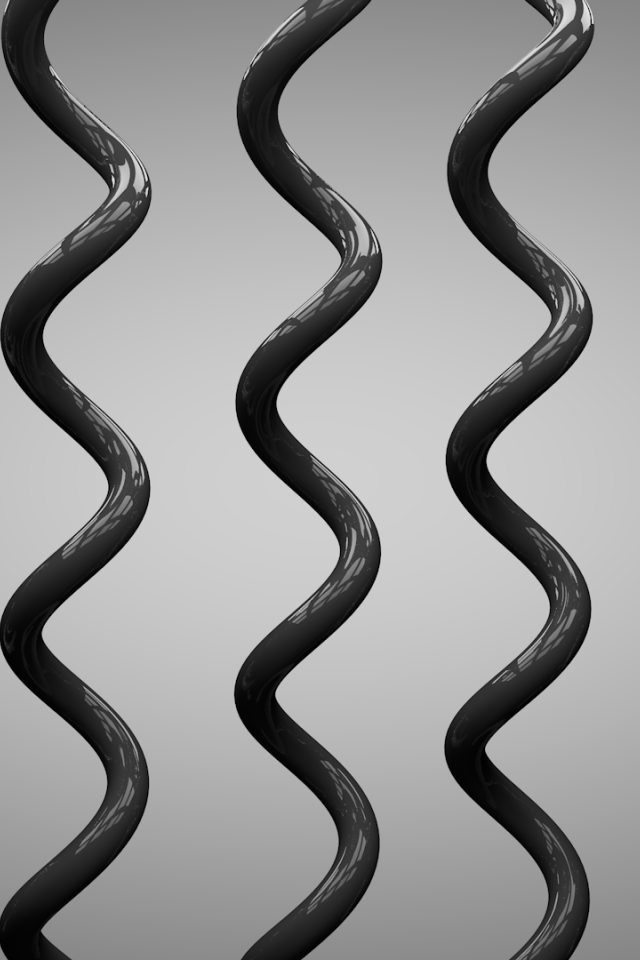 Черные спирали на сером фоне, 3-Д графика