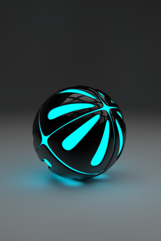 Голубой шар на сером фоне, 3-Д графика