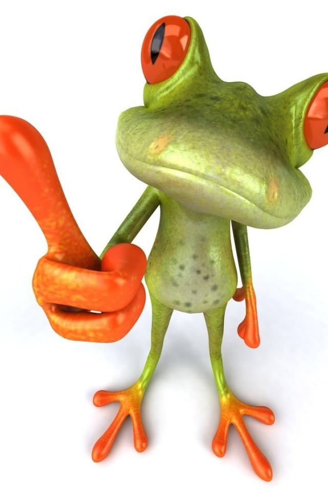 Лягушка показывает палец, 3Д графика