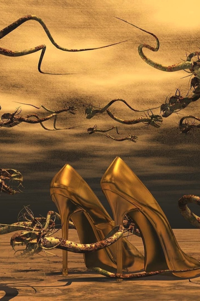 Золотые женские туфли на шпильках