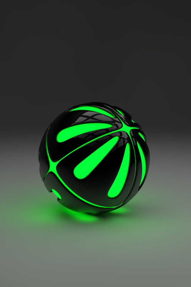 Зеленый шар на сером фоне, 3-Д графика