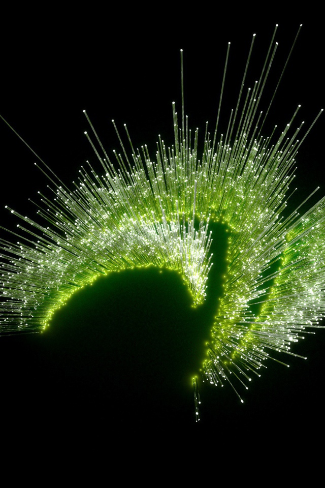 Зеленые огни оптического волокна