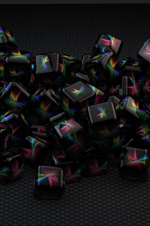 Горка черных кубов с  орнаментами