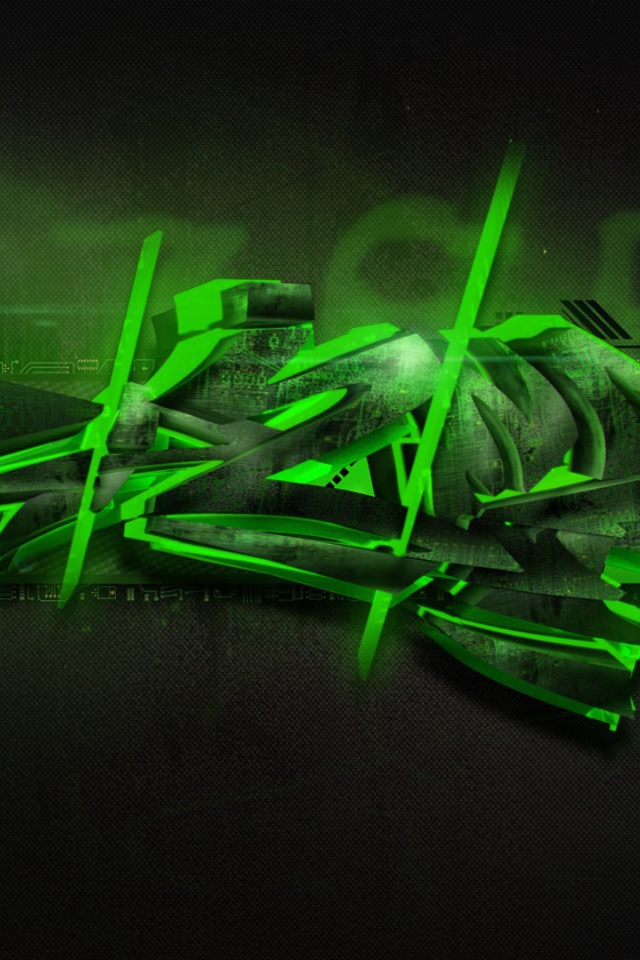 Надпись зелеными 3-Д буквами