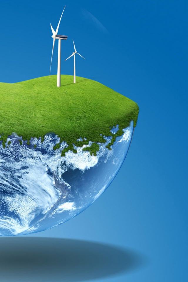 Газон и ветряки на половине планеты, 3-Д графика