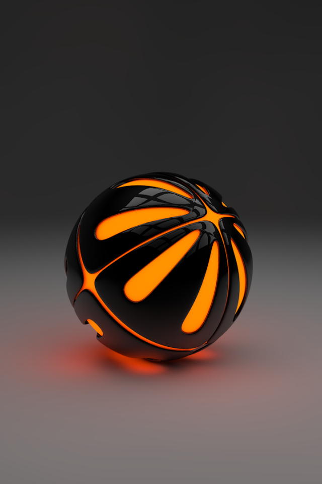 Оранжевый шар на сером фоне, 3-Д графика