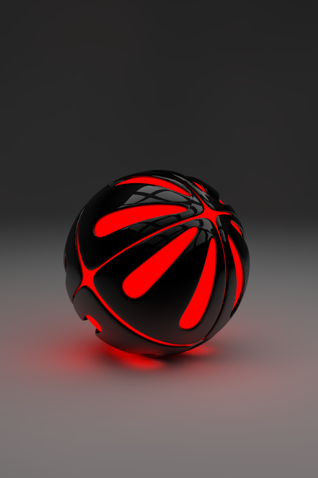 Красный шар на сером фоне, 3-Д графика