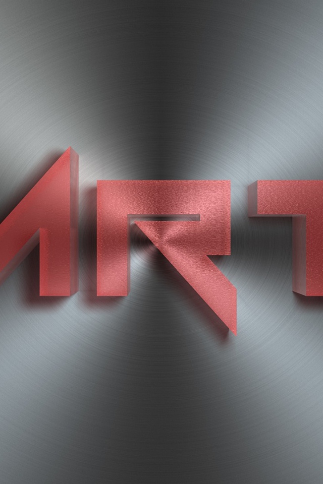 Красная надпись Арт на металле, 3д графика
