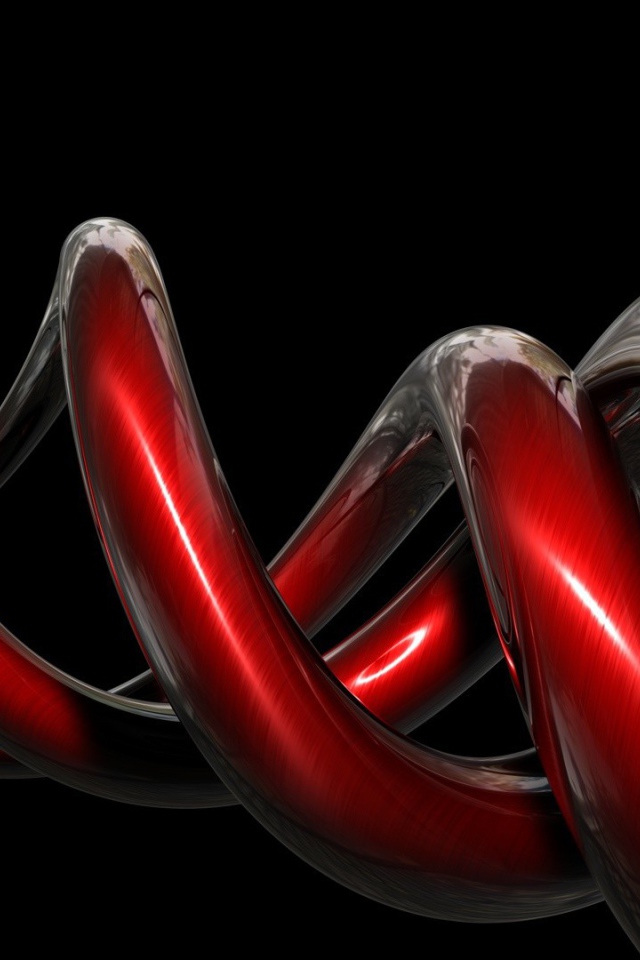 Красная спираль на черном фоне, 3-Д графика