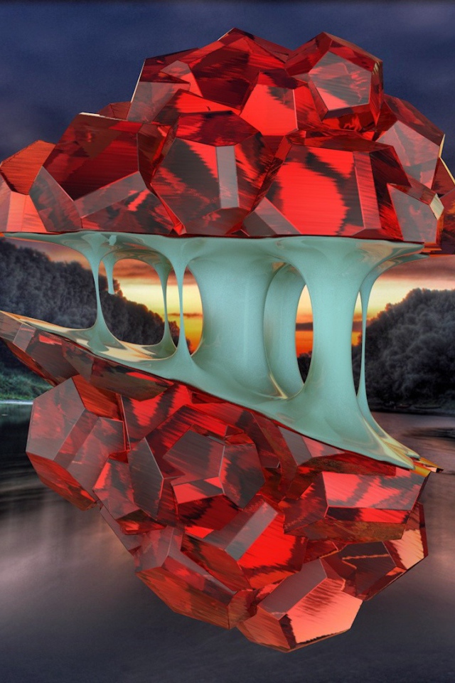 Рубиновые деревья над водой, 3Д модель