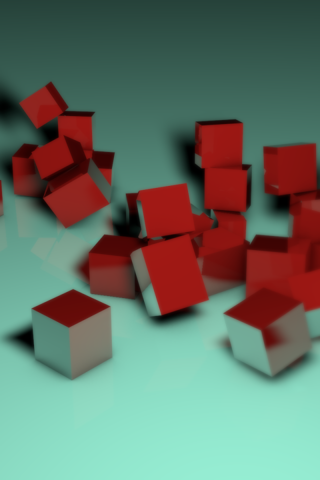 Несколько красных кубов, 3Д графика