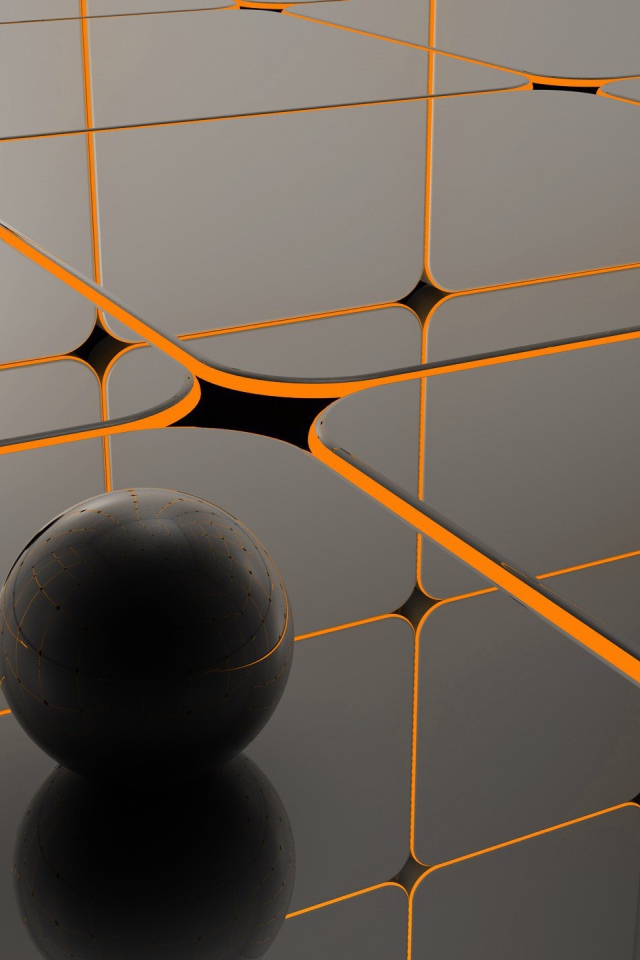 Черные шары в оранжевой сети