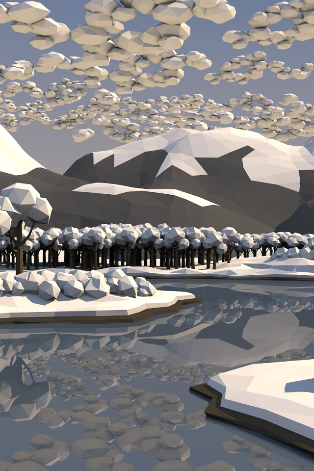 Зимний лес, 3Д графика