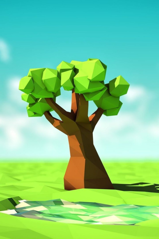 Дерево в поле, 3-Д графика