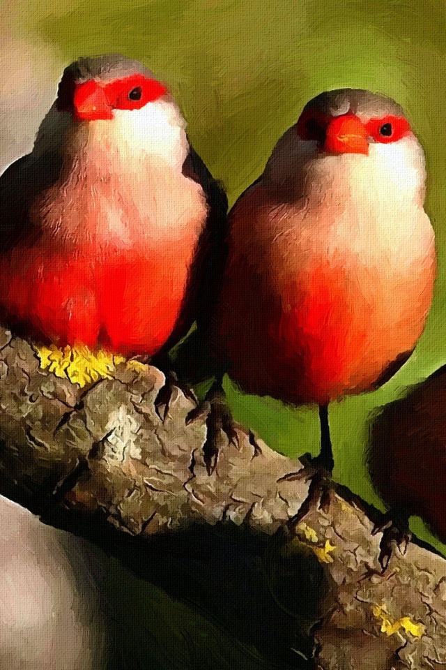 Три птицы на картине