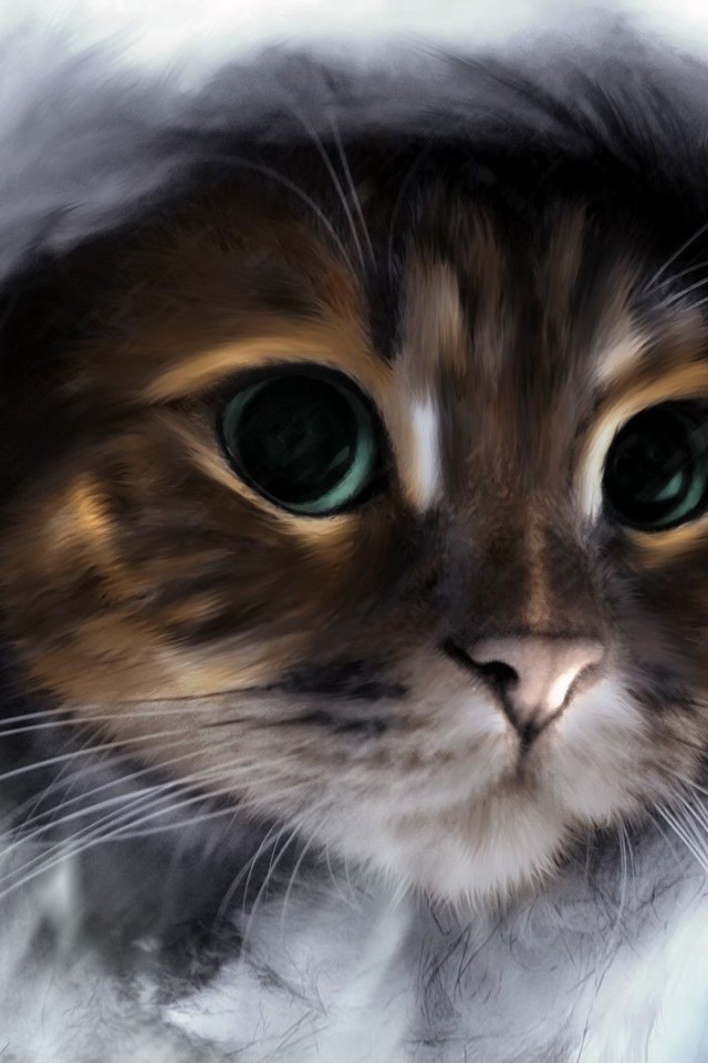 Кот в меховом капюшоне