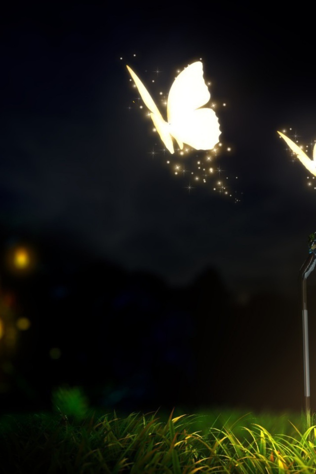 Светящиеся бабочки вечером